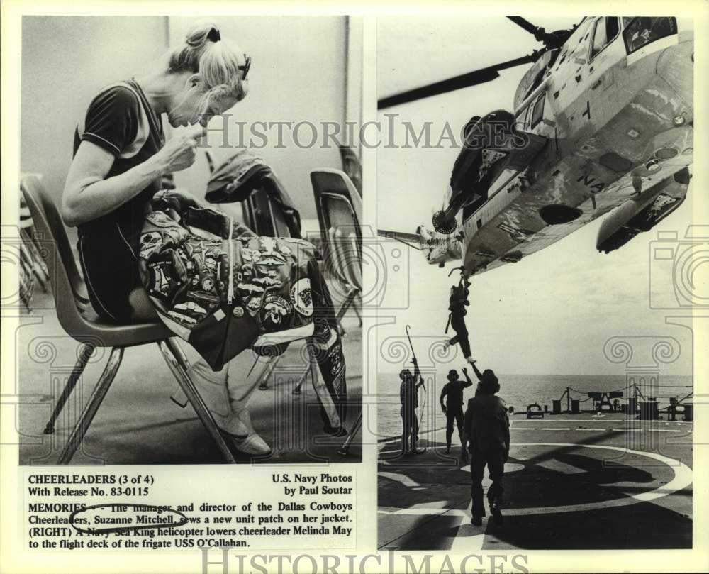 Press Photo Dallas Cowboys Cheerleaders onboard a United States Navy ship - Historic Images