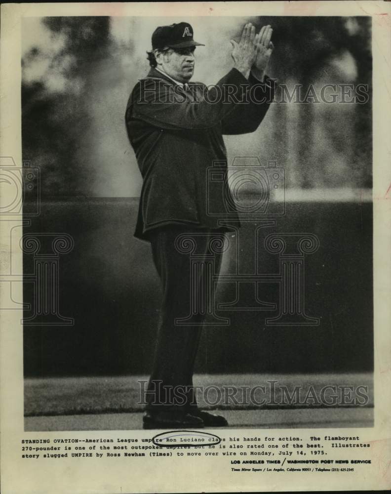 1975 Press Photo American League baseball umpire Ron Luciano - sas15016 - Historic Images
