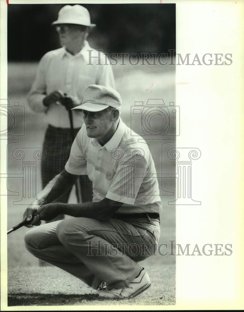 1991 Press Photo Senior Amateur tournament golfers Ray Boyer and Jake Wagner - Historic Images