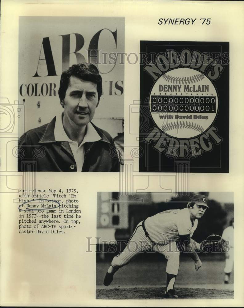 1973 Press Photo Baseball pitcher Denny McLain and ABC sportscaster David Diles-Historic Images