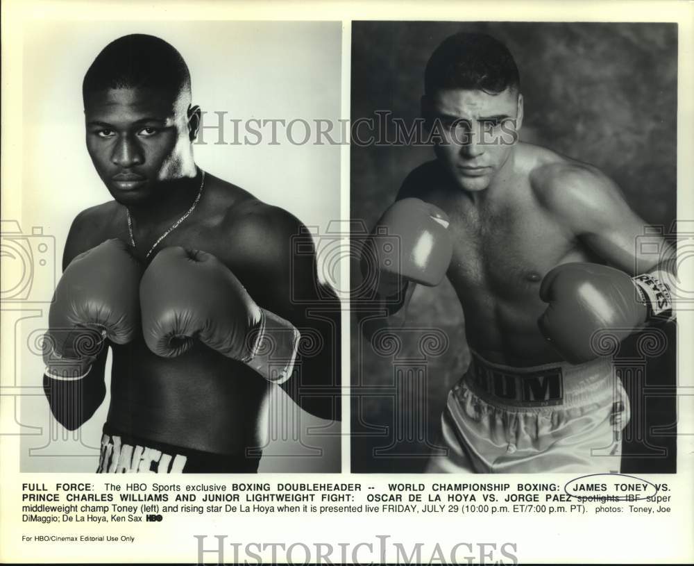 Press Photo Boxers James Toney and Oscar De La Hoya - sas15867 - Historic Images