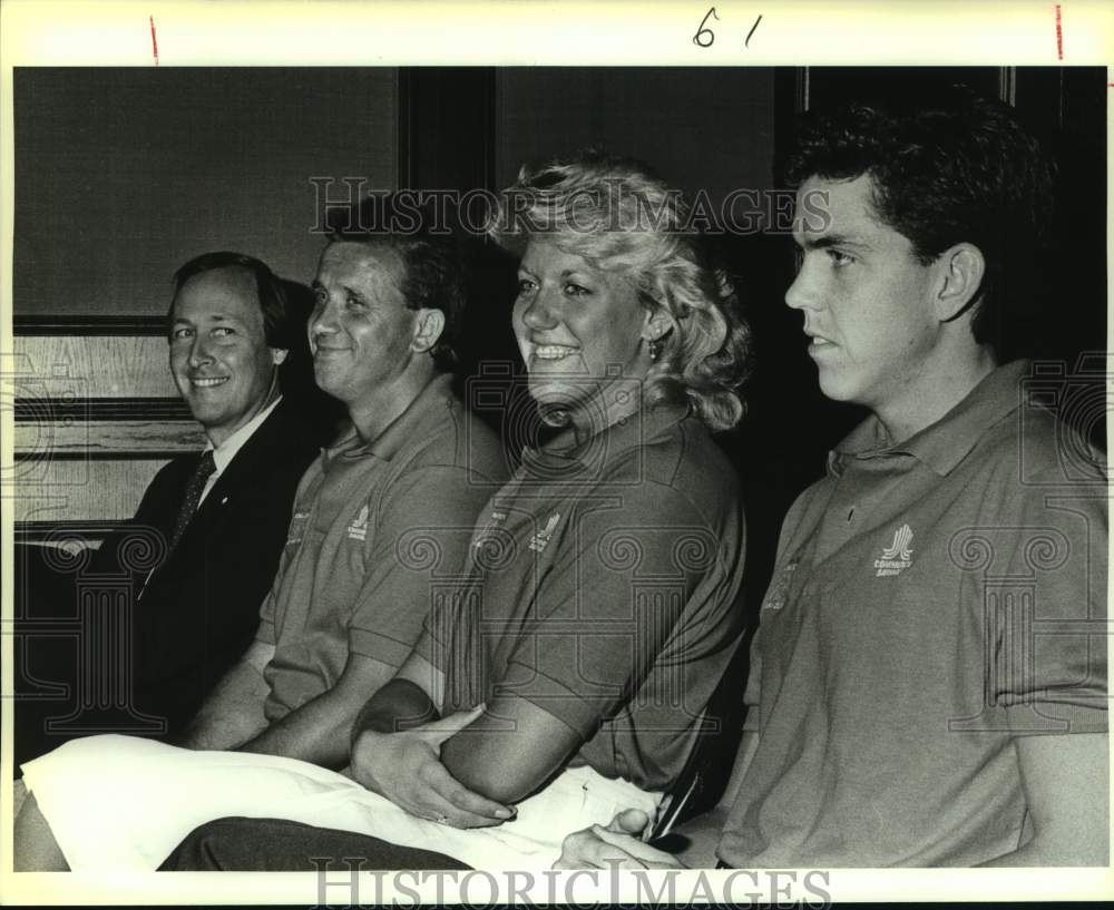 1988 Press Photo Pentathlon competitors during a press conference - sas15872 - Historic Images