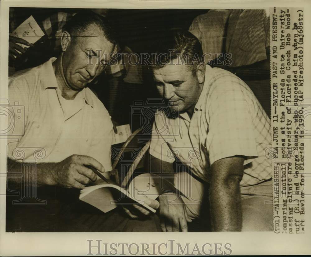 Press Photo Football coaches Bob Woodruff (Florida) and George Sauer (Baylor)-Historic Images