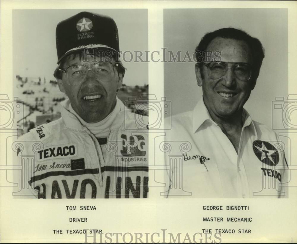 Press Photo IndyCar race driver Tom Sneva and mechanic George Bignotti - Historic Images