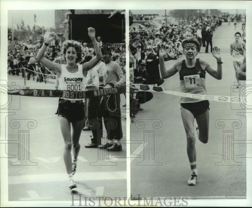 1986 Press Photo Boston Marathoners Lisa Larsen Weidenbach &amp; Ingrid Kristiansen - Historic Images