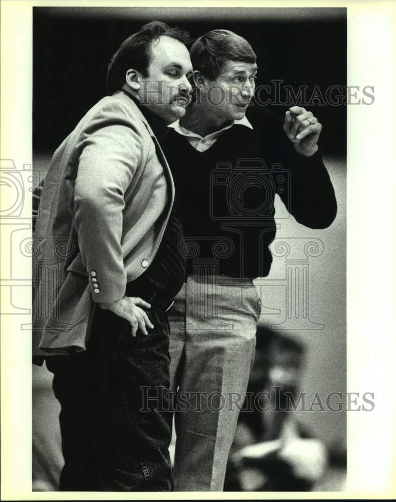 1992 Press Photo College basketball coaches Jim Shuler and Rusty Segler - Historic Images