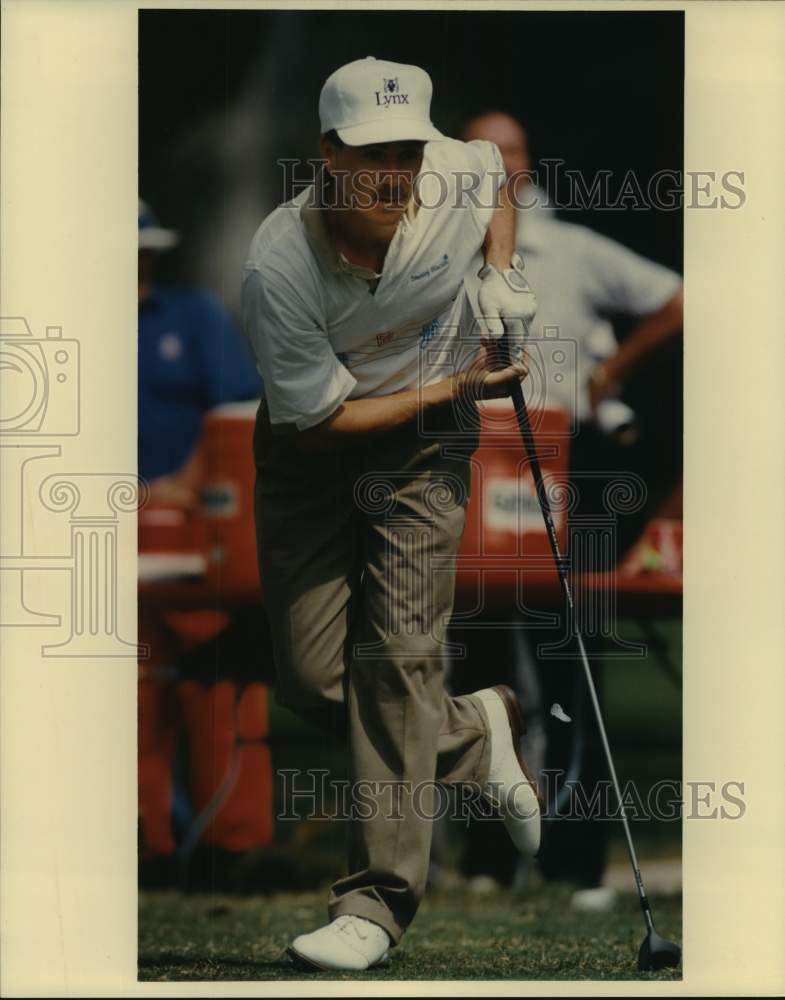 1991 Press Photo Golfer Brian Claar plays the third round of the Texas Open - Historic Images