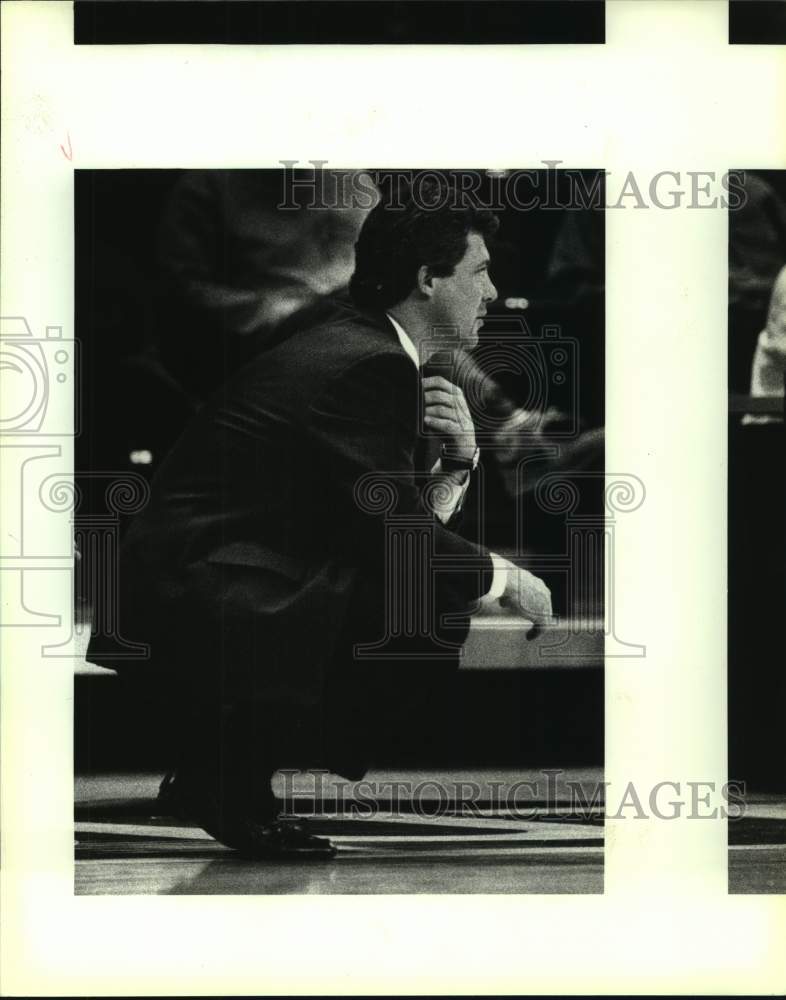 1993 Press Photo Southwest Texas college basketball coach Jim Wooldridge - Historic Images