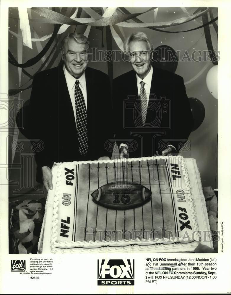 1995 Press Photo Fox NFL broadcasters John Madden and Pat Summerall - sas16640 - Historic Images