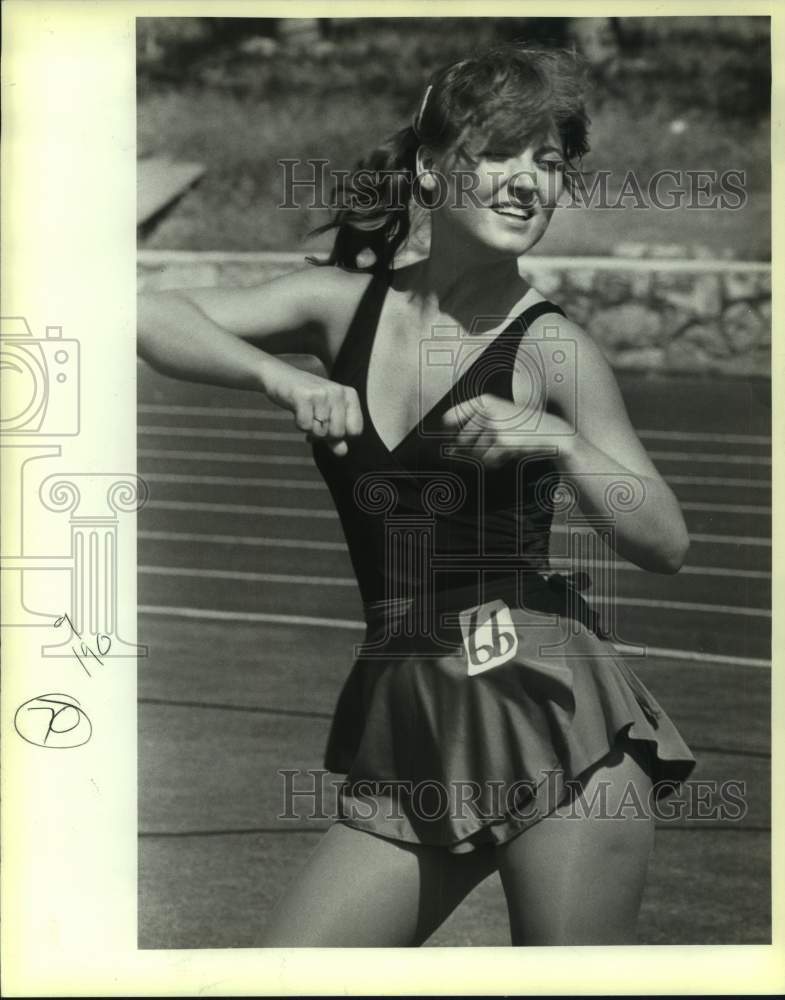 1984 Press Photo San Antonio Gunslingers cheerleader hopeful Cheryl Worley - Historic Images