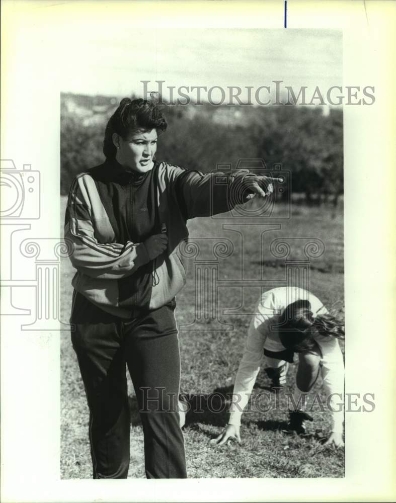 1990 Press Photo Clark High soccer coach Liz Sandoval - sas16999 - Historic Images