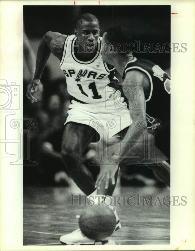 1989 Press Photo San Antonio Spurs, Portland Trail Blazers play NBA basketball - Historic Images