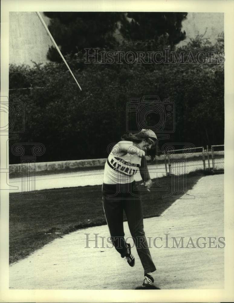1975 Press Photo Olympic javelin thrower Cathy Schmidt - sas17187 - Historic Images