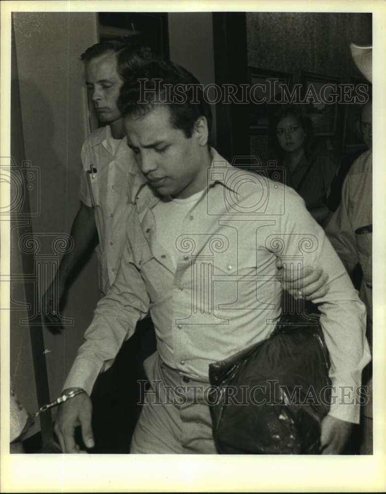 1983 Press Photo Boxer Tony Ayala Jr. in handcuffs - sas17568 - Historic Images