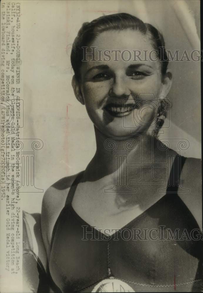 1952 Press Photo American Olympic gold medal diver Patricia McCormick - Historic Images