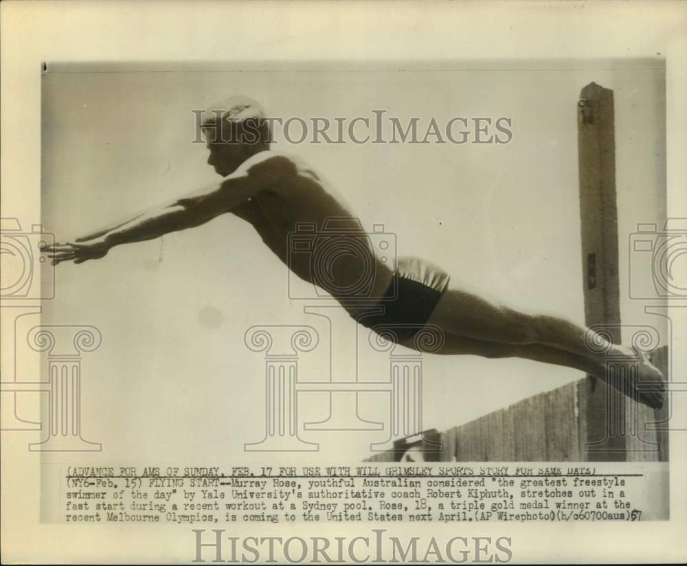 1957 Press Photo Australian freestyle swimmer Murray Rose - sas17869 - Historic Images