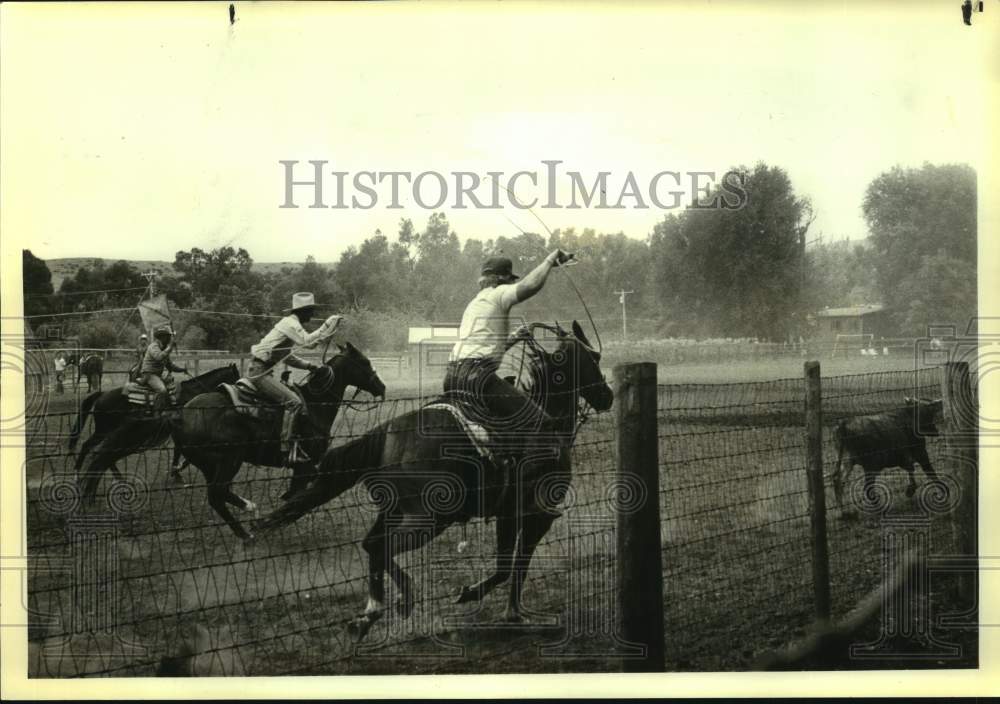 1984 Press Photo A pickup rodeo in Big Horn, Wyoming - sas18123- Historic Images