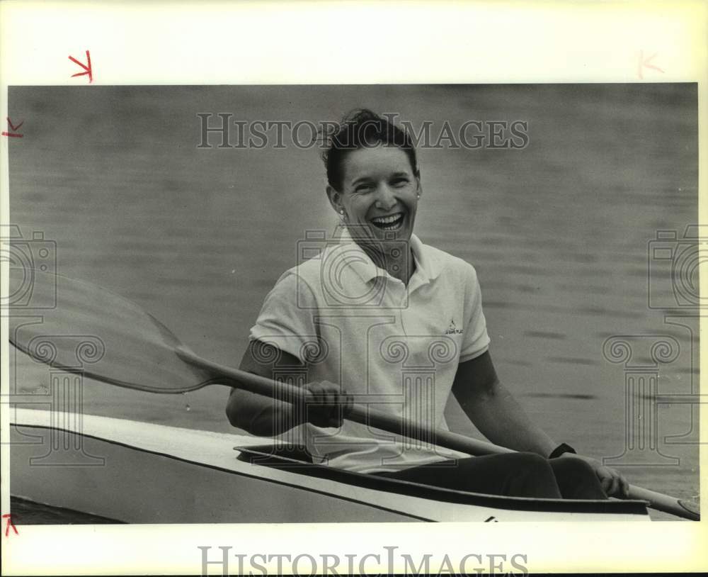 1987 Press Photo Flatwater kayaker Leila Knight - sas18203 - Historic Images