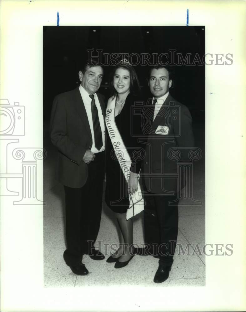 1991 Press Photo Al Coronado, Stephanie Peche, Frank Salas Jr, social club dance- Historic Images
