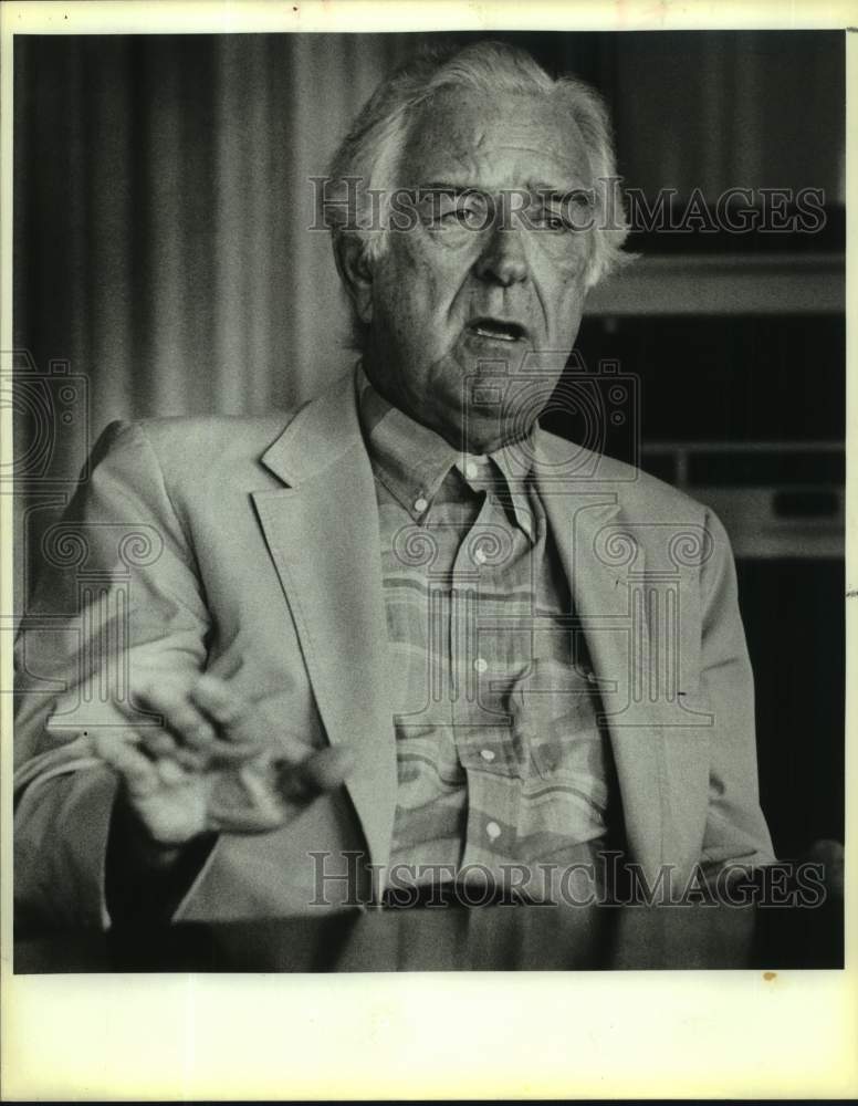 1987 Press Photo Former governor John Connally talks about Texas economy- Historic Images