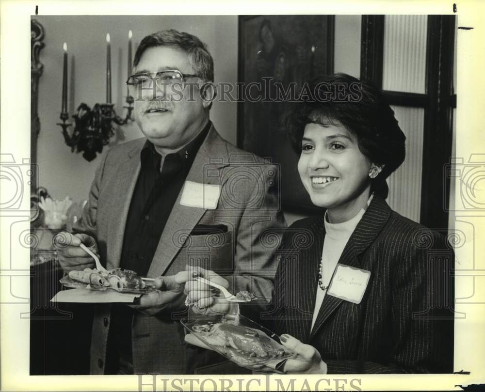 1985 Press Photo Luis Cuellar &amp; Edna Guerra at Crimestoppers Holiday Party- Historic Images