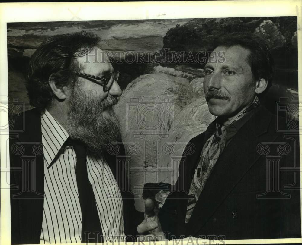 1988 Press Photo Brown Curator Jim Edward &amp; Artist Peter Dean, San Antonio Art - Historic Images