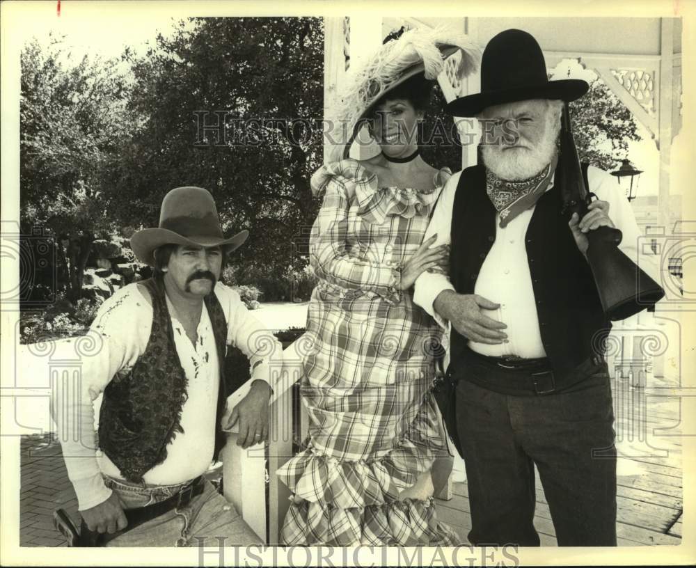 1980 Press Photo John Collins & 2 Others in Old Western Costumes - sas19633- Historic Images