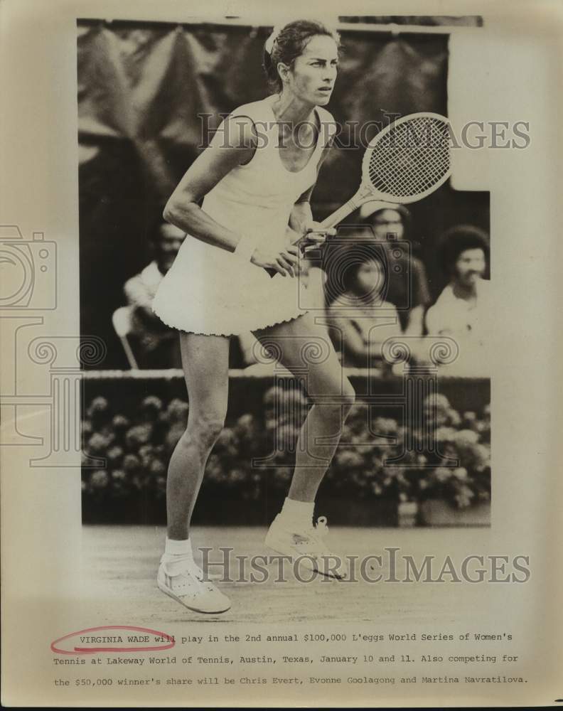 Press Photo Tennis Player Virginia Wade on the Tennis Court - sas19697 - Historic Images