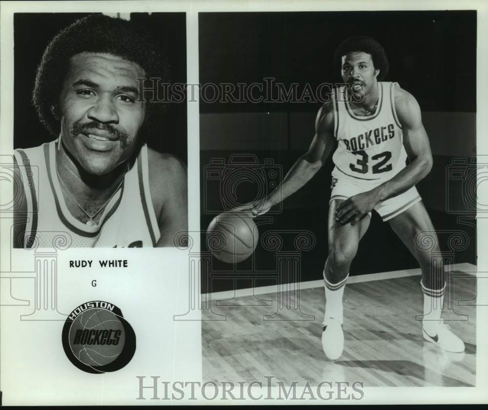 Press Photo Houston Rockets Basketball Player Rudy White Dribbles the Ball - Historic Images