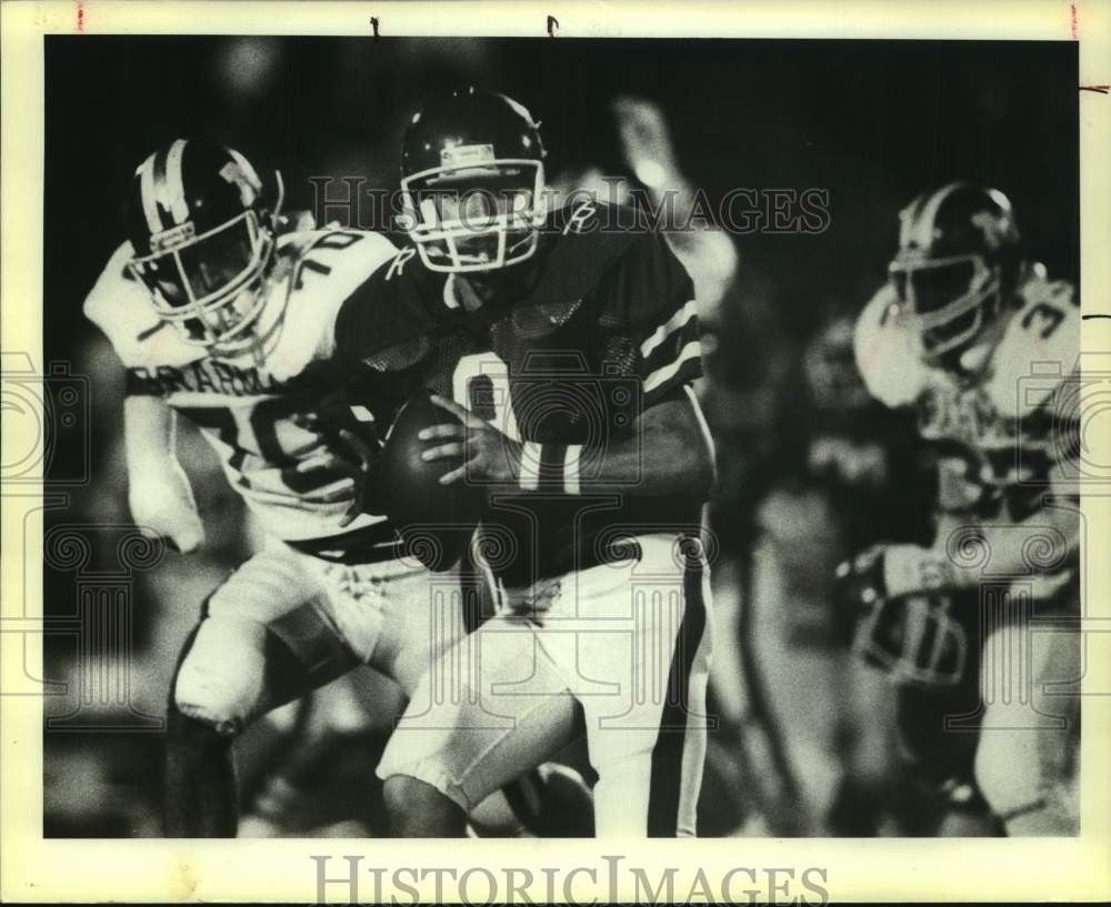 1983 Press Photo Roosevelt & MacArthur High School Football Players During Game- Historic Images