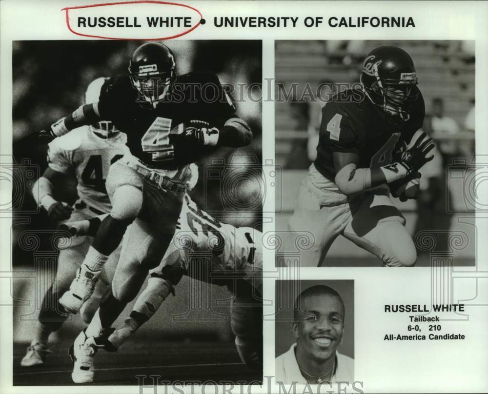 Press Photo University of California Football Player Russell White Runs the Ball- Historic Images