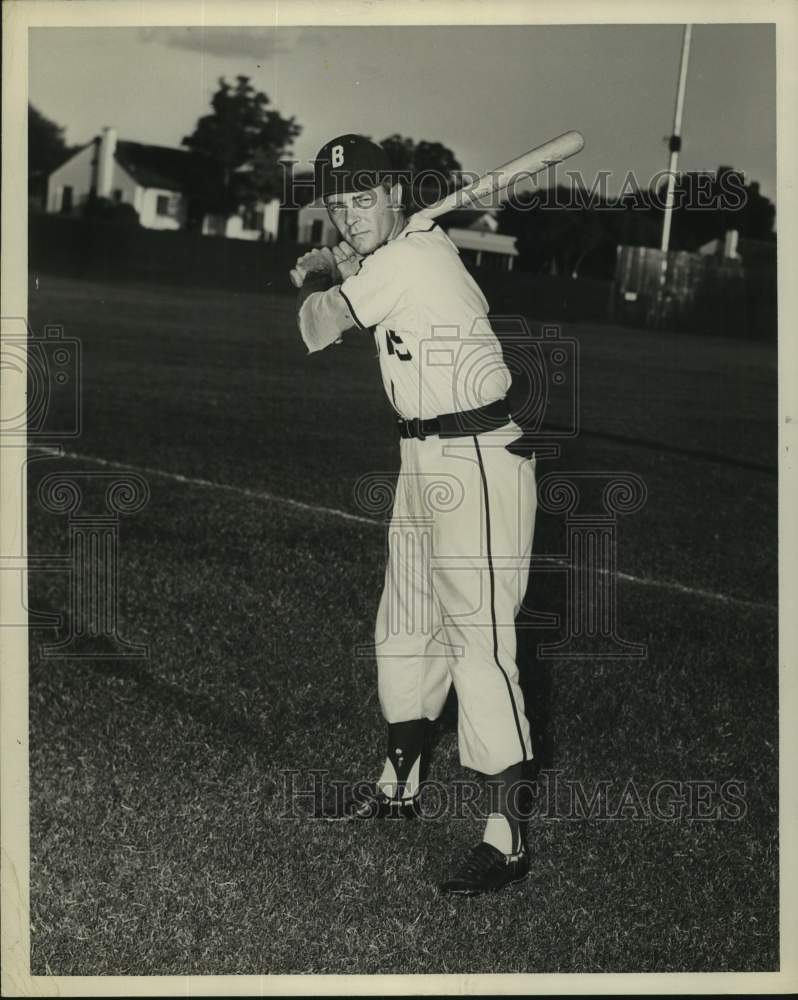 1958 Press Photo BAMC Baseball Player Bill Walters Poses With Bat on Shoulder- Historic Images