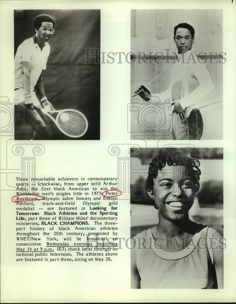 Press Photo Three Athletes To Be Featured in WNET Documentary "Black Champions" - Historic Images