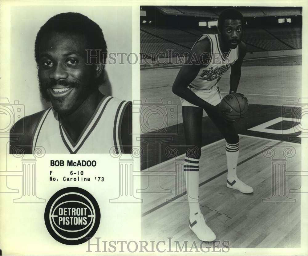 Detroit Pistons Basketball Player Bob McAdoo With Ball on Court - Historic Images
