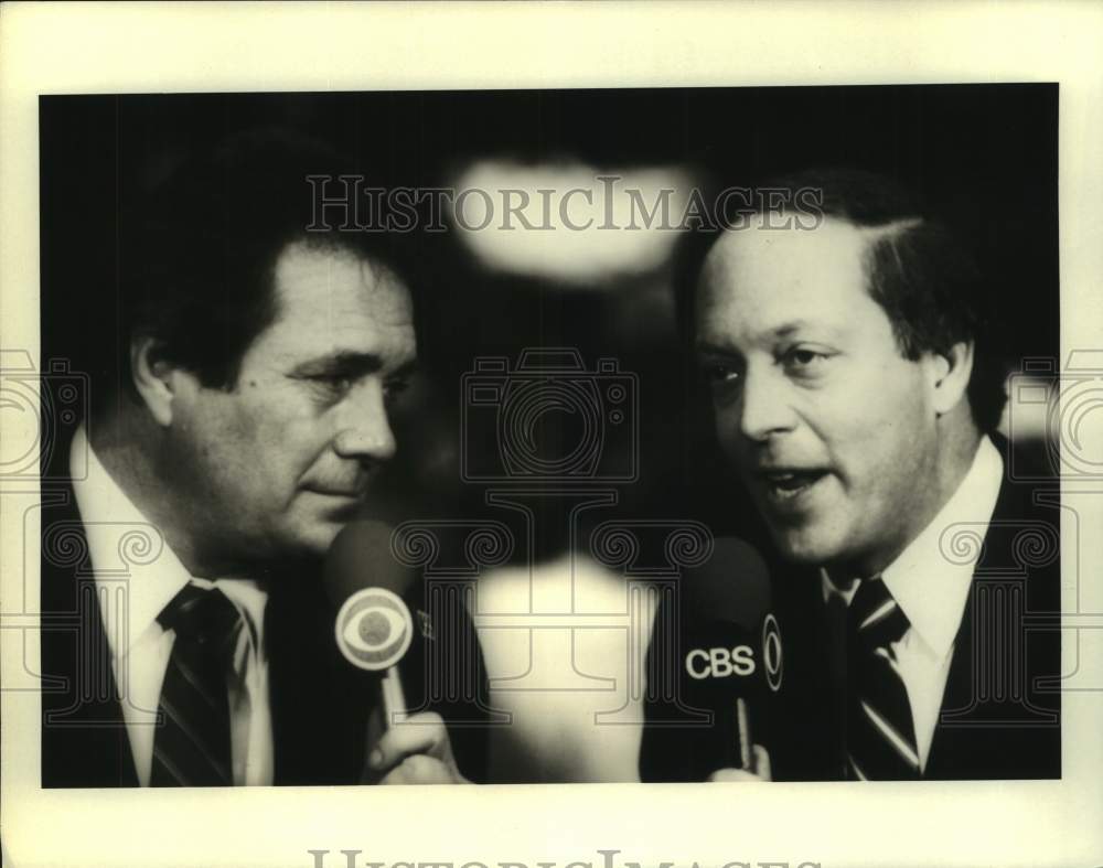 Press Photo CBS Basketball Commentators Tom Heinsohn &amp; Dick Stockton - Historic Images
