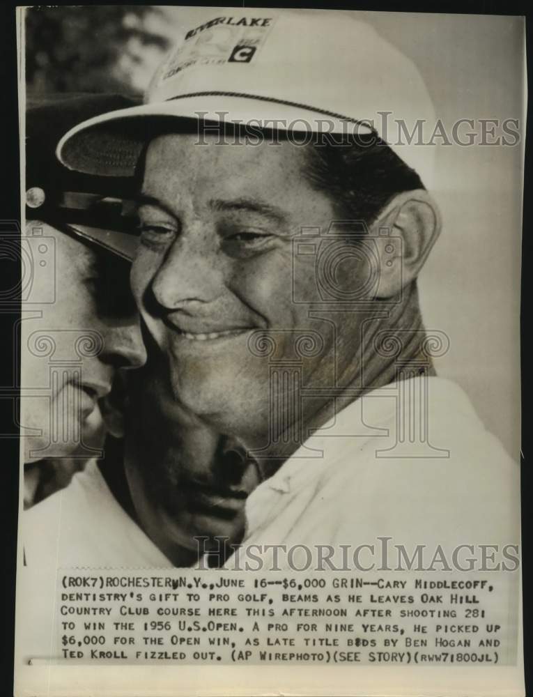 1956 Press Photo Golfer Cary Middlecoff Smiles After US Open Win, Rochester, NY - Historic Images