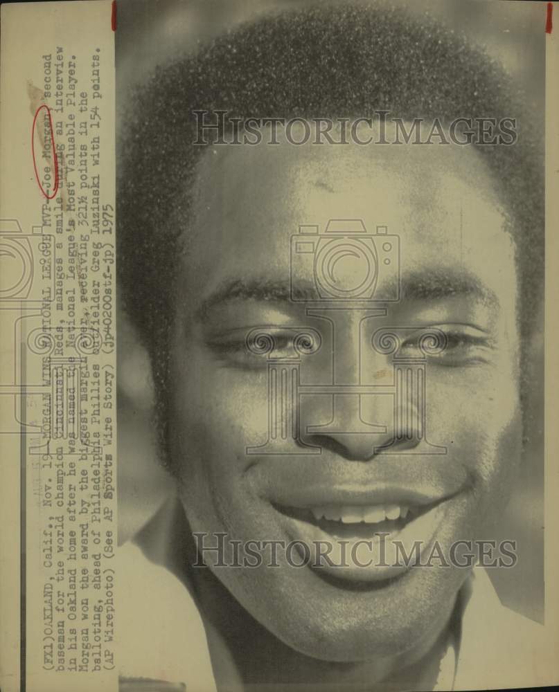 1975 Press Photo Cincinnati Reds Baseball Player & MVP Joe Morgan in Oakland- Historic Images