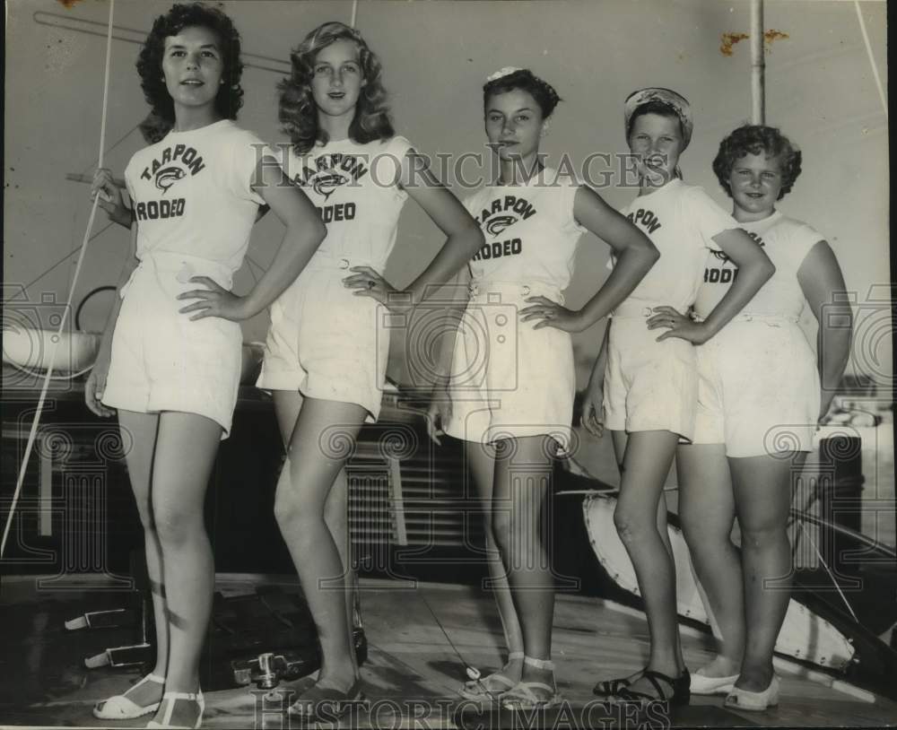 Press Photo Tarpon Rodeo Queen Contestants Pose on Boat - sas22161 - Historic Images
