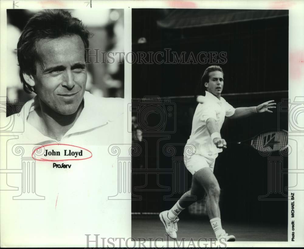 Press Photo Tennis Player John Lloyd Portrait &amp; Action Shot - sas22307 - Historic Images