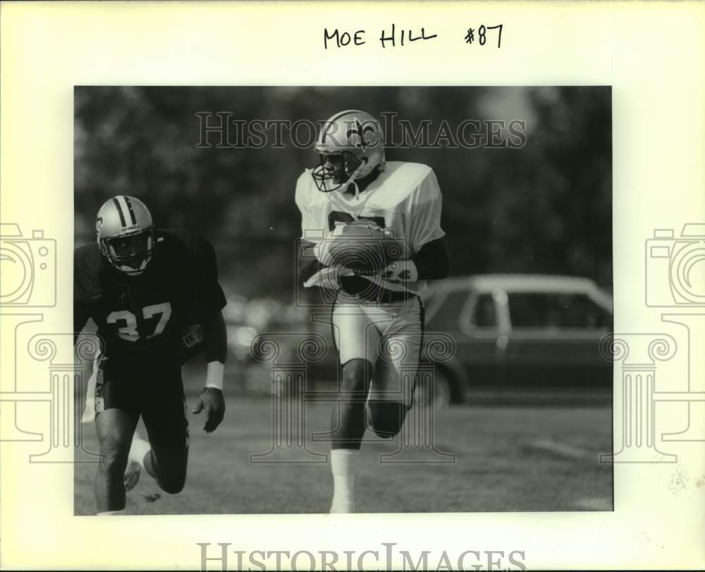 1990 Press Photo New Orleans Saints Football Player Moe Hill at Practice- Historic Images