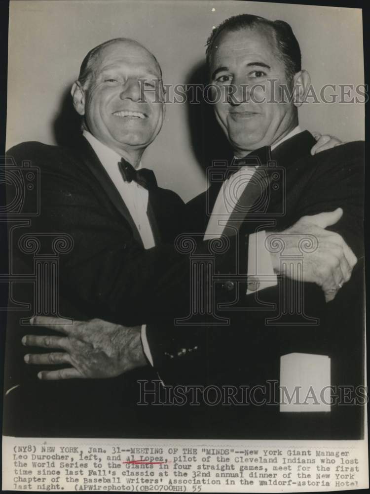 1955 Press Photo New York Giants &amp; Cleveland Indians Baseball Managers, New York - Historic Images