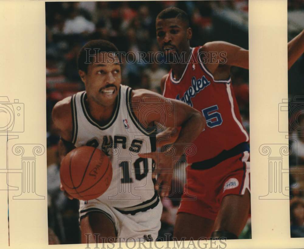 1988 Press Photo San Antonio Spurs &amp; Los Angeles Clippers Play Basketball- Historic Images