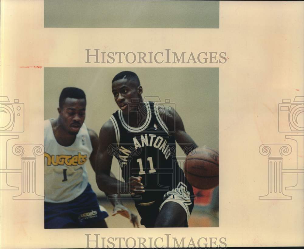 1989 Press Photo San Antonio Spurs & Denver Nuggets Play Basketball - sas23085 - Historic Images