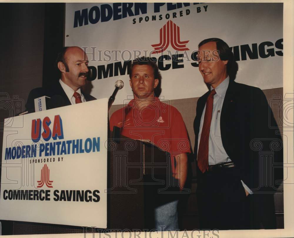 1988 Press Photo Pentathlon Officials Hold Press Conference - sas23206 - Historic Images