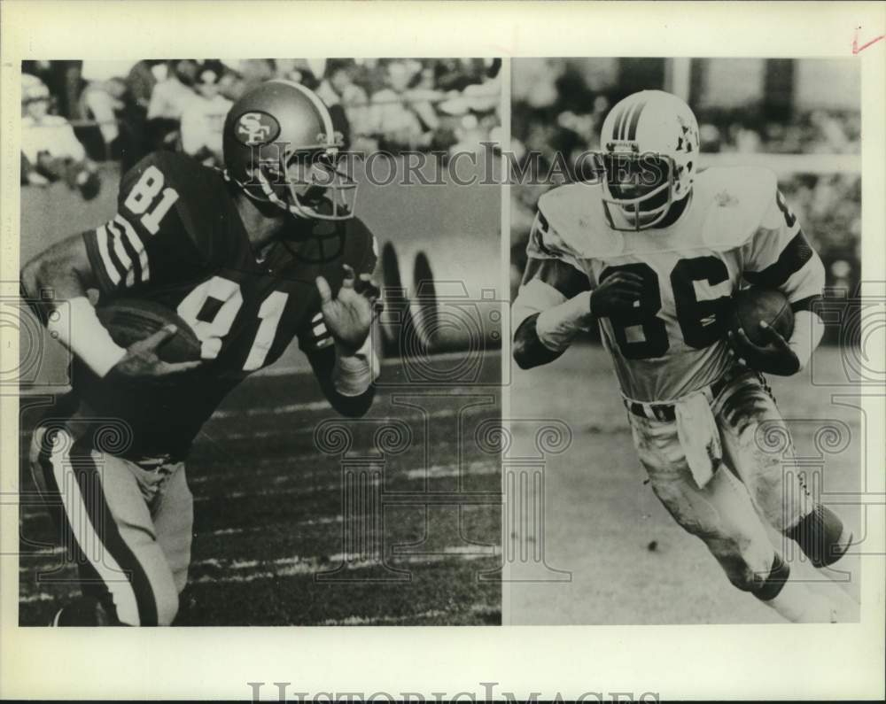 1983 Press Photo San Francisco 49ers & New England Patriots Football Players- Historic Images