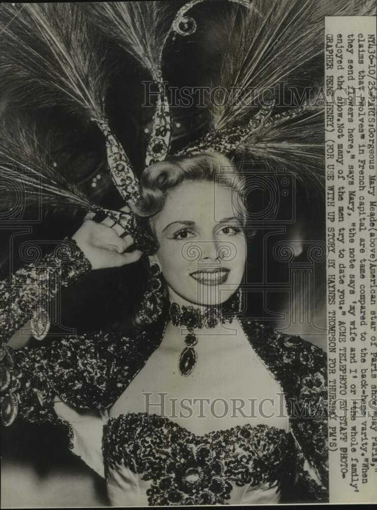 Press Photo Gorgeous Mary Meade, American star of Paris show &quot;Day Paris&quot; - Historic Images