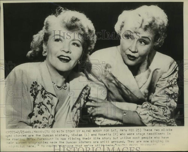 1955 Vivian and Rosetta Duncan, Roaring 20's Actresses - Historic Images