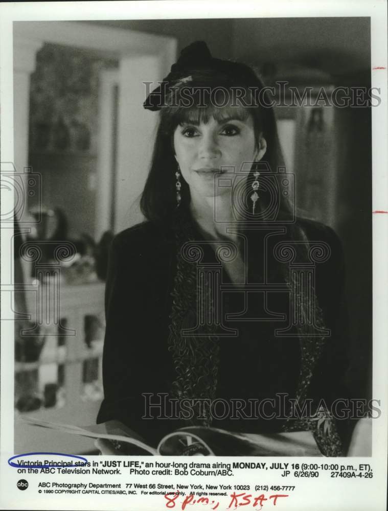 1990 Press Photo Actress Victoria Principal in &quot;Just Life&quot; Television Movie - Historic Images