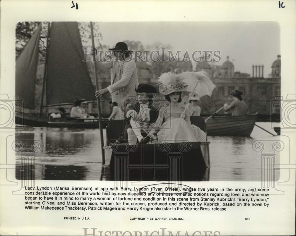 1975 Press Photo Actors Marisa Berenson and Ryan O&#39;Neal in &quot;Barry Lyndon&quot; movie - Historic Images