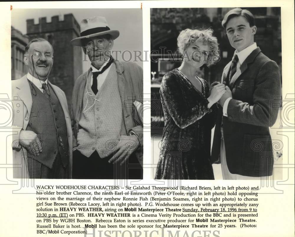 1996 Press Photo Actors Richard Briers, Peter O'Toole, Others on Heavy Weather - Historic Images